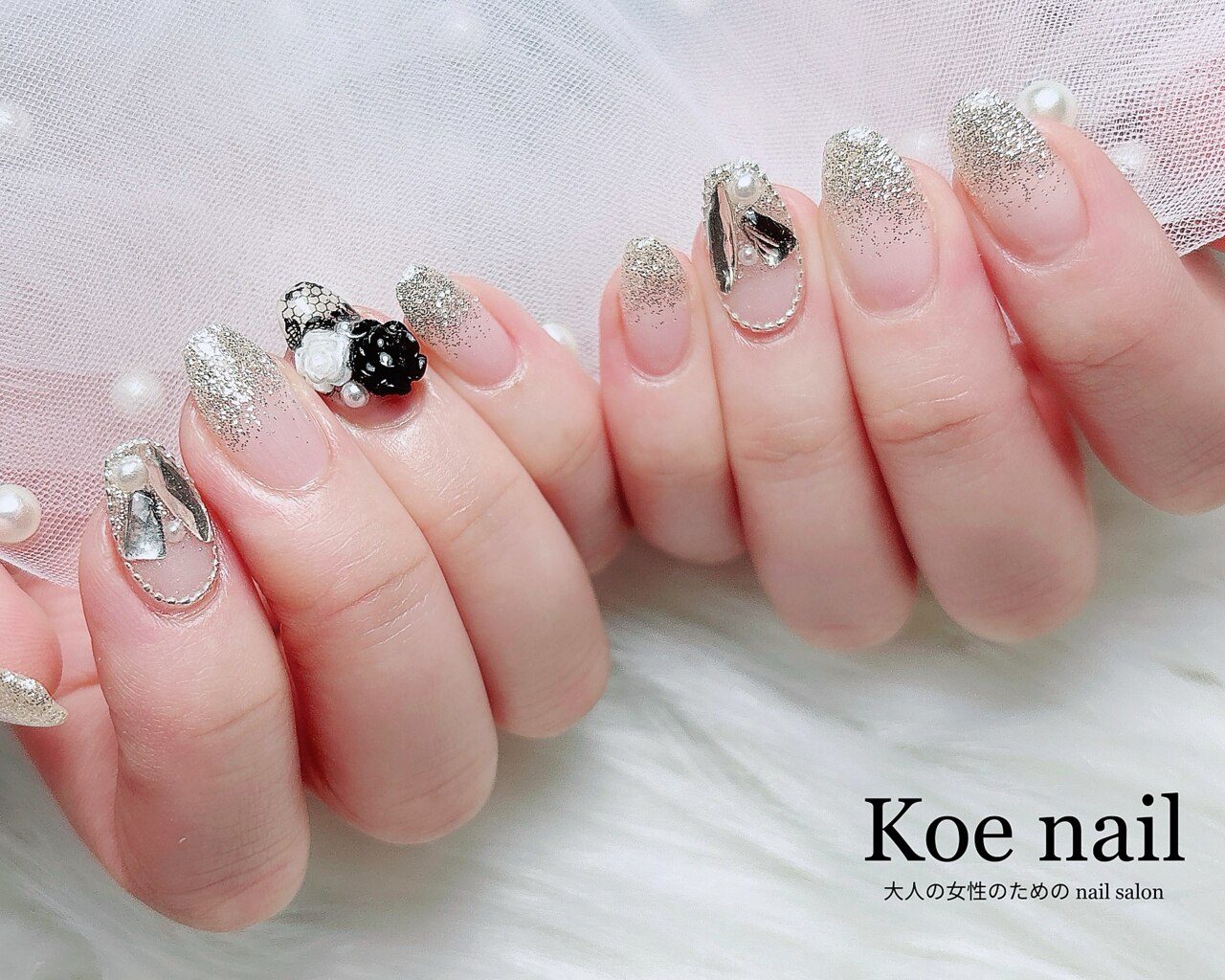 ラメ・春ネイル・入学式・バラ：PG014133279｜コエネイル 大橋店(Koe