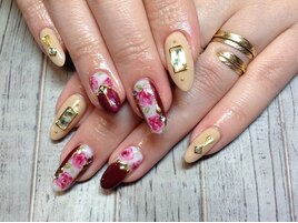 手描き花柄ワンカラー