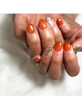 ナナズネイル 西小倉店(NANA's Nail)/オレンジネイル　by石川