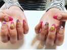 カラフルフラワーネイル