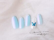 サンミーゴネイル 神戸店(Sunmego Nail)/バタフライ×ブルー×ホワイト