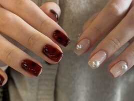 べっこう&パールネイル