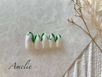 アメリ(Amelie)/ワンカラー/変形フレンチ/ラメ