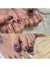 まとめて時短Nail◆持ち込みも可♪2本Artハンド&フット1カラーコース◇¥9900