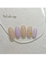 アンジュ(Ange)/チェック×押し花ネイル