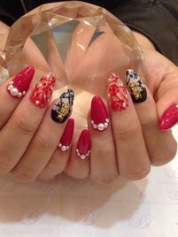 和風っぽいお花ネイル