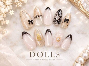 トータルビューティーサロン ドールズ(total beauty salon Dolls)の写真/ガーリーな秋アート!マグネットやドット柄、フレンチにレースやリボンで魅了する♪