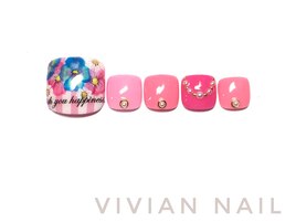 フラワー　ボーダーネイル