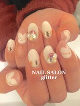 ネイルサロン グリッター(NAIL SALON glitter)/ハートとアーガイルネイル