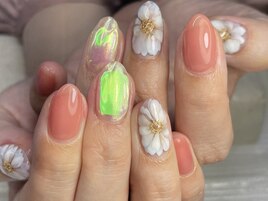 氷ネイル　フラワーアート