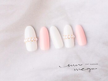 サンミーゴネイル 神戸店(Sunmego Nail)/パール×ホワイト×ピンクネイル