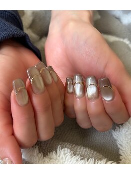 ネイルサロン ジュエル(Nail salon JEWEL)/マグネット×ミラーフレンチ