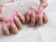 マイマイネイル(maimai nails.)/【069】キラキラネオンフレンチ*