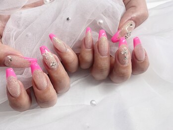マイマイネイル(maimai nails.)/【069】キラキラネオンフレンチ*