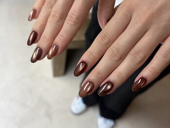 レトネイル レトネイル 大阪梅田(reto nail)/ブラウン/秋ネイル/マグネット
