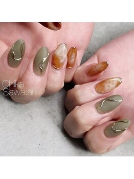 ノエム ネイルサロン(NOEM)/カーキ×マーブル