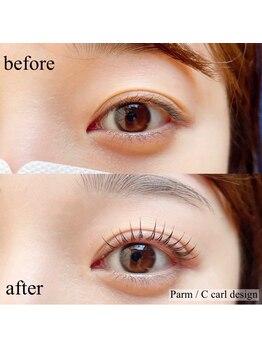 スリーネイルプラスアイラッシュ(Threee Nail+Eyelash)/長持ちパーマ　Cカール！