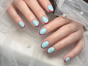 ジョアネイル(JOA Nail)/ポップ/カラーフレンチ/水色