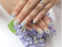 ネイルサロンミキ 横浜(MIKI)/ブライダルサムシングブルー3D花