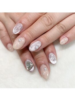 はあとねいる 宇都宮御幸ヶ原店/パール×ハートネイル