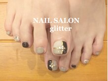ネイルサロン グリッター(NAIL SALON glitter)/秋のブロックフットネイル