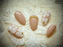 スパネイル アトレ竹芝店/手描きフラワーネイル