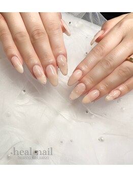 ヒールネイル(heal nail)/beige×ドット~