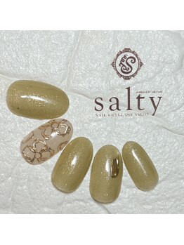 ネイルアンドアイラッシュサロン ソルティ 寺田町(salty)/ミラーフラワーネイル