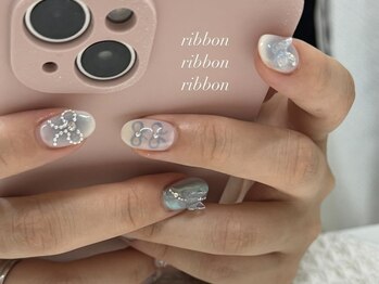 韓国風リボンネイル akane