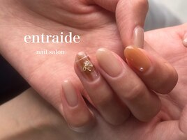 リボンチェックネイル