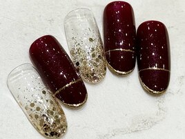 冬ネイル ボルドーネイル