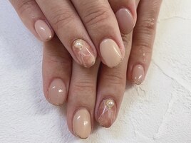 (中原)秋色大理石ネイル