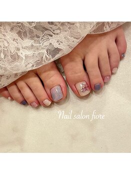 紫&青のタイダイ柄とあじさい