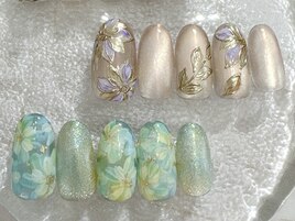 奥行きフラワーネイル☆