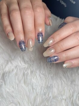 アンク(ank)/ネイビーネイル/チェック