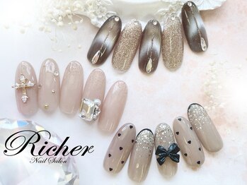 エスフィーネイルサロン リシェル(Esfy nailsalon Richer)の写真/20:00以降OK!色替えOK!【ワンホン定額アート¥6500/トレンド定額アート¥6500】何度でも付替えオフ無料★