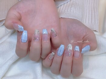 モカ 心斎橋(moca by Lee)/【Saki】ブルーチェックネイル