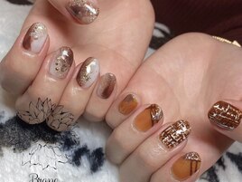 ツイードチョコ風ネイル