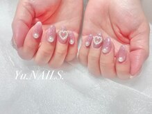 ユーネイルズ 恵比寿(Yu.NAILS.)/ハート◎グリッターワンカラー
