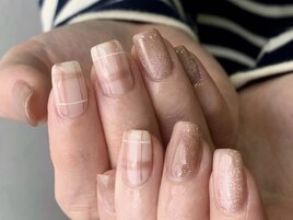 ピンク×チェックネイル