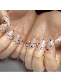 カラフル宝石ネイル