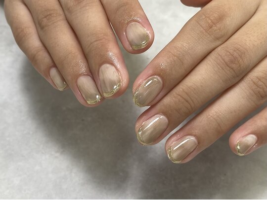 22】淡色チェックとリボンのニュアンス ネイルチップ てらお