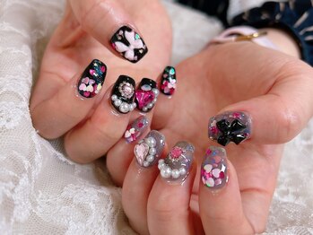 フェルタム バイ アリスボーテ 渋谷(Feltam by Arys beaute)/黒ハートリボンパーツうるうる