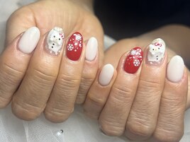 キティ雪だるま/冬/雪の結晶