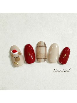 ナナネイル(Nana.Nail)/かわいいくまのクリスマスネイル