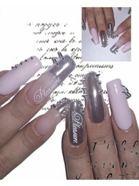英字ネイル/個性派/ミラーネイル