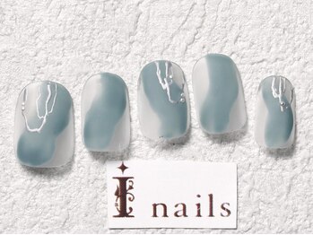 アイネイルズ 梅田店(I nails)/くすみブルーマットネイル￥7700