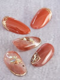 テラコッタ×ニュアンスネイル