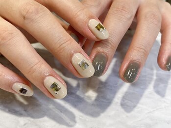 ネイルアルケー(Nail ARCHE)/切り取りインクニュアンスネイル