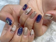 ネイルアンドアイラッシュサロン エスポアール(nail&eyelash salon espoir)/ラメ×チェック柄　90分コース